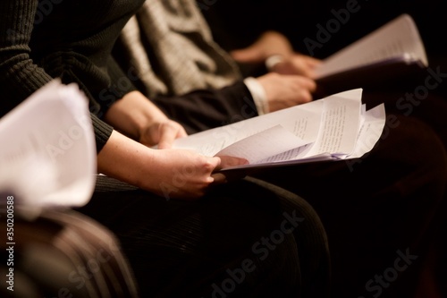 young woman reading a script photo