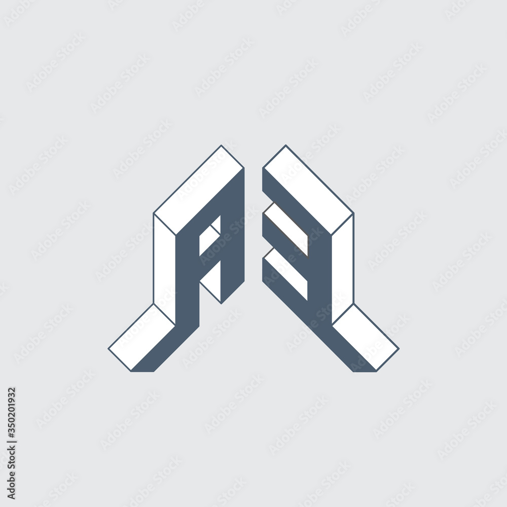 A3 - monogram or logotype. Isometric 3d font for design. Three-dimension letter A and number 3.