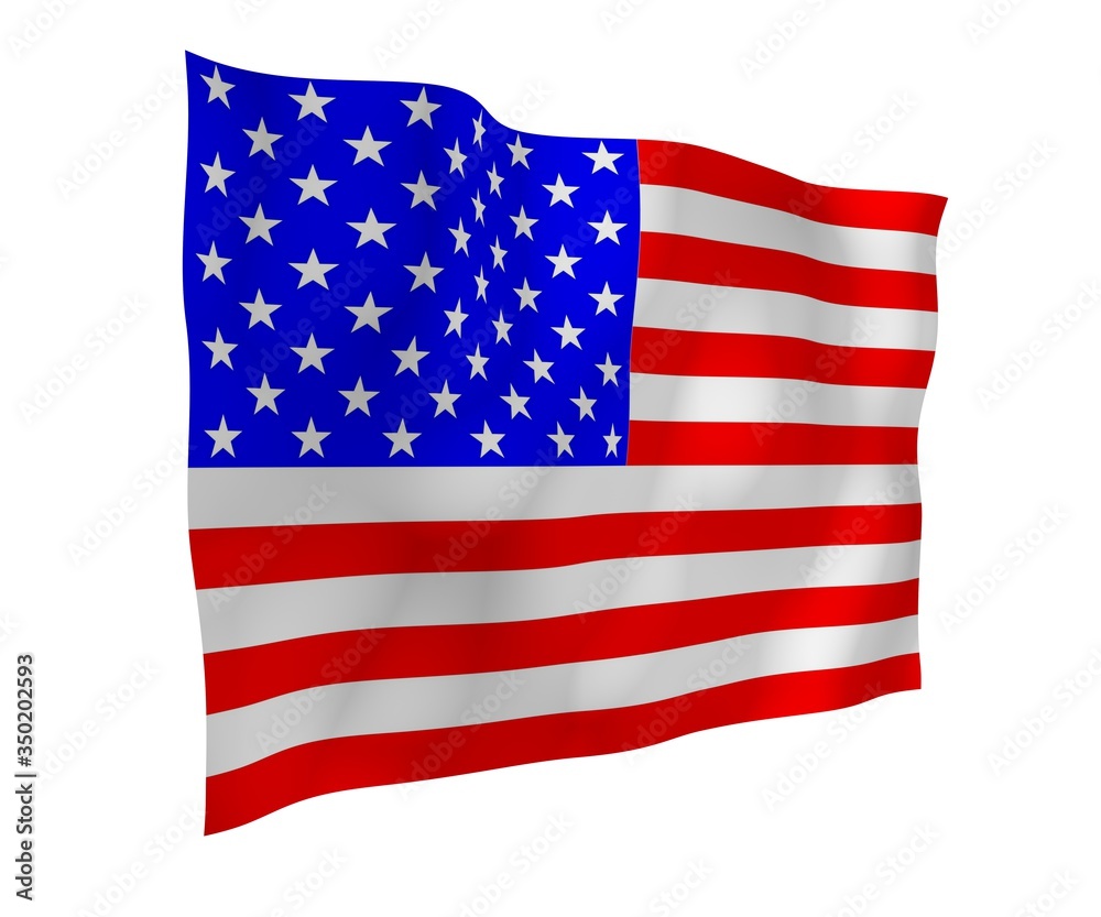 Obraz premium Waving flag of the United States of America. Stars and Stripes. State symbol of the USA. 3D illustration