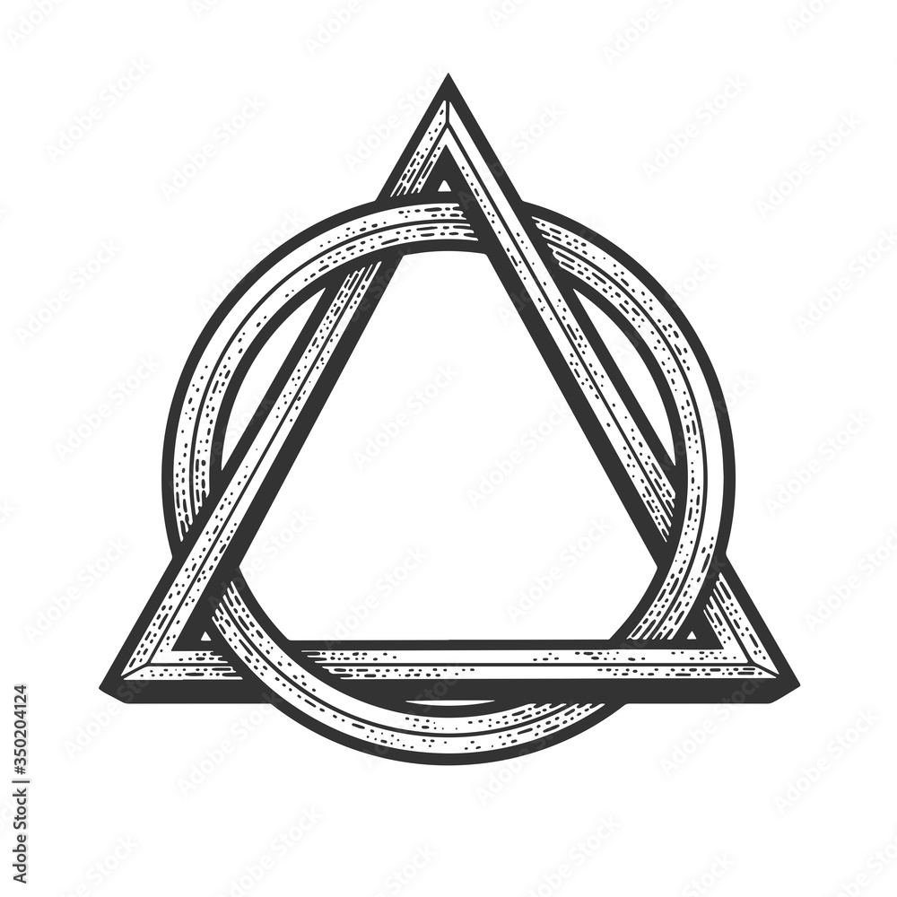 Circle in triangle abstract geometric tattoo symbol sketch engraving vector  illustration. T-shirt apparel print design. Scratch board imitation. Black  and white hand drawn image. Stock Vector | Adobe Stock