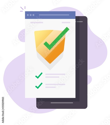 Security verification check mobile phone guard online for internet web virus attack protection software or secure safety guard smartphone website technology as digital fraud spy test scan checklist