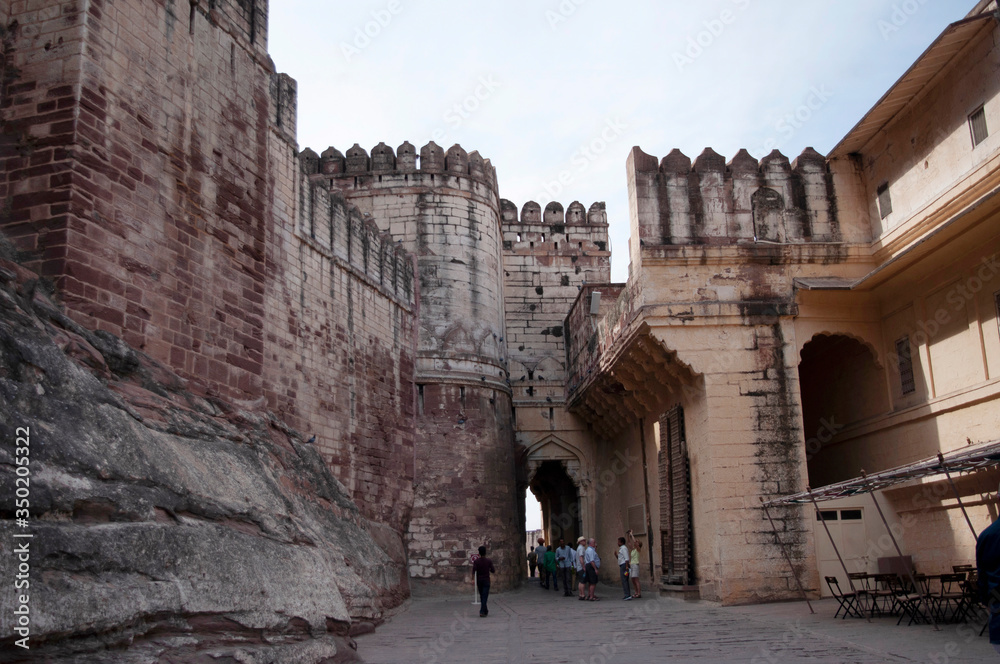 One of the seven entrance gates of Mehrangarh Fort. One of the largest forts of India. Jodhpur, Rajasthan, India