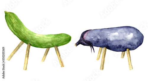 精霊馬 精霊牛 水彩イラスト Stock Illustration Adobe Stock