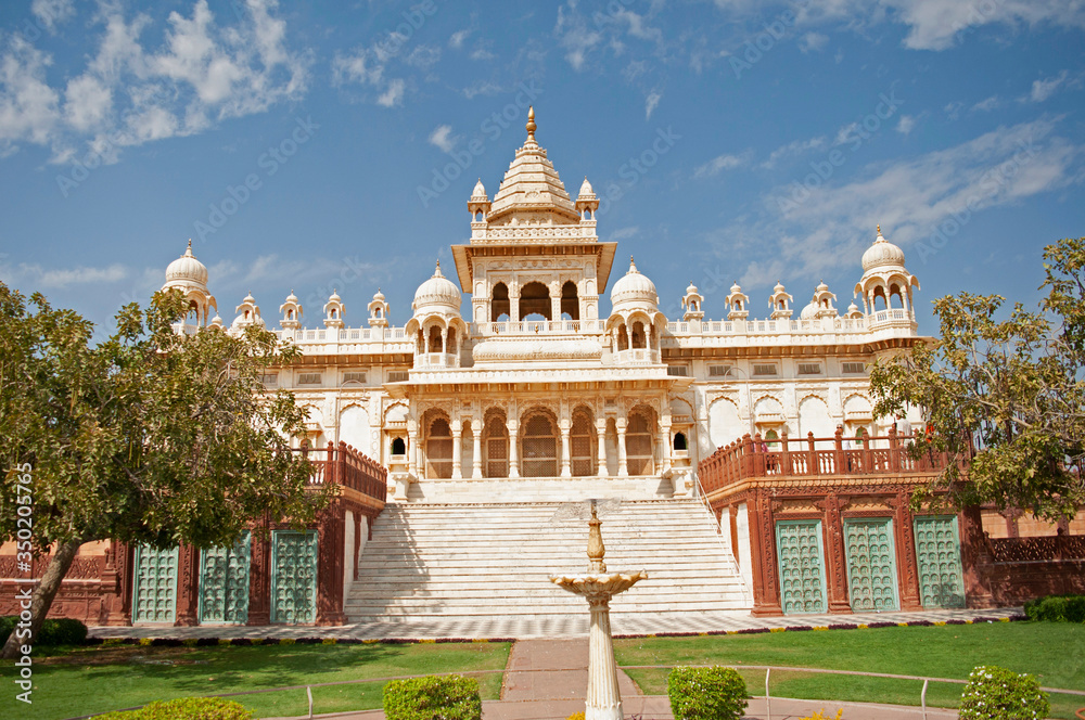 View of Jaswant Thada Mausoleum  marble memorial to Maharaja Jaswant Singh,  Jodhpur, Rajasthan, India