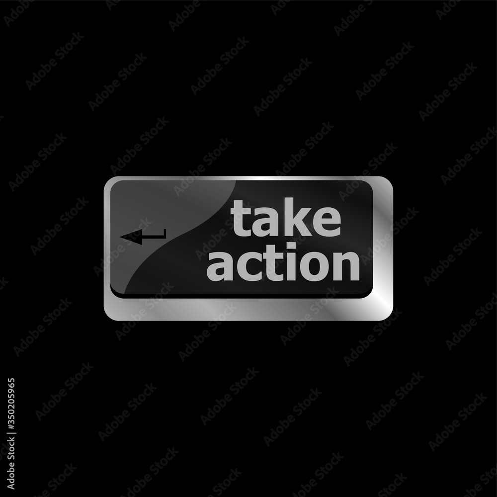 Take action key on a computer keyboard, business concept Take action key on a computer keyboard, business concept