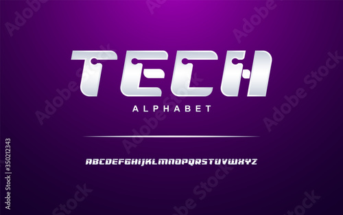 Elegant silver modern alphabet font set