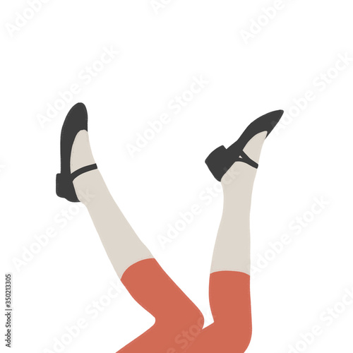 Set of three pairs of female legs in colored socks on a white background. High socks. Hand drawn vector colored trendy illustration. Flat design