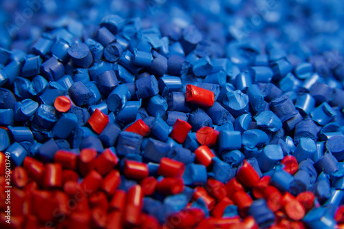Obraz na płótnie Blue and red Plastic polymer granules 