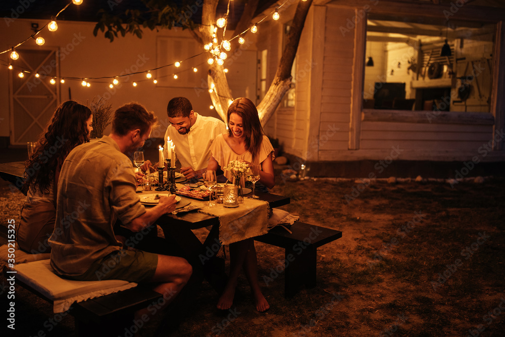 Dinner date in a backyard