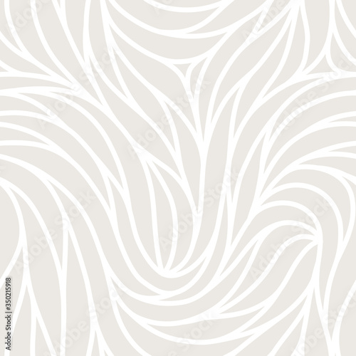 Elegant seamless floral pattern. Wavy vector abstract background. Stylish modern monochrome linear texture.