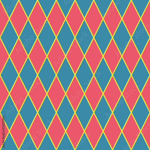 Harlequin vintage or argyle seamless pattern. Vector texture of rhombuses