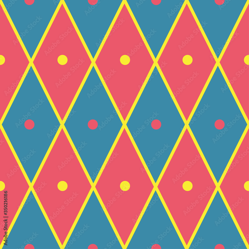 Harlequin vintage or argyle seamless pattern. Vector texture of rhombuses