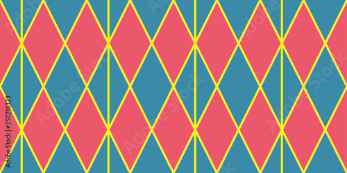 Harlequin vintage or argyle seamless pattern. Vector texture of rhombuses