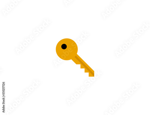 Key vector flat icon. Isolated gold key emoji illustration 