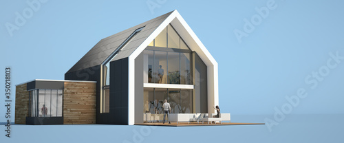 Modern pitched roof house m...