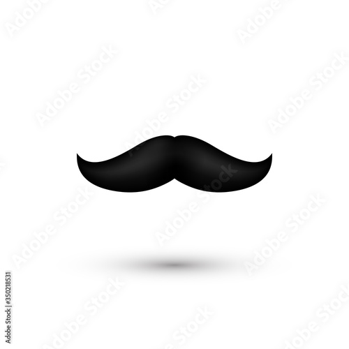 Black Mustache. Father Day Symbol - Moustache. Man whisker isolated on white. Vector