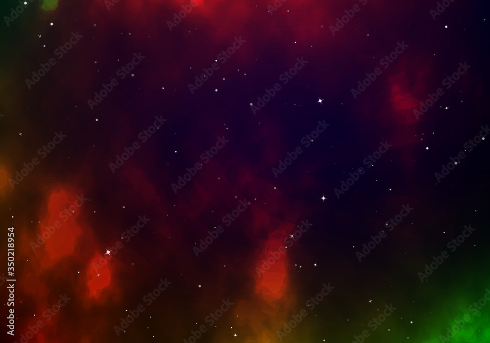Starry sky color background. Infinity of Universe space nebula. Dark night sky. Space with shiny stars. Vector