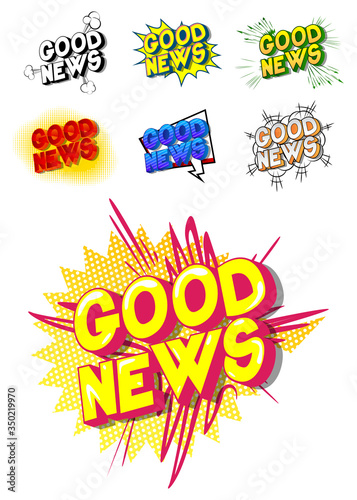 Good News - Comic book style word on abstract background.