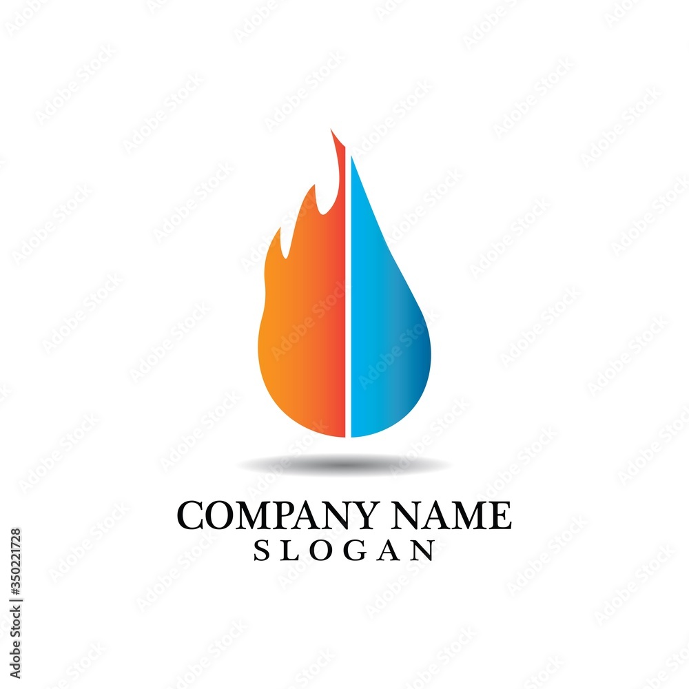 Water and Fire logo combination. Oil and gas industry logo template. Business Logo Template Design, Emblem, Design concept, Creative Symbol, Icon Water and Fire logo combination. Oil and gas industry logo template. Business Logo Template Design, Emblem, Design concept, Creative Symbol, Icon