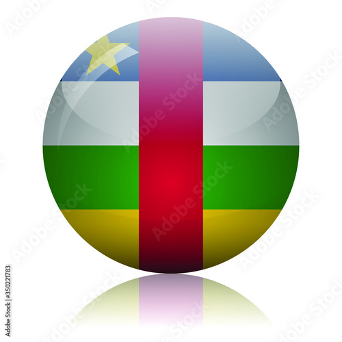 Central African Republic flag glass button vector illustration