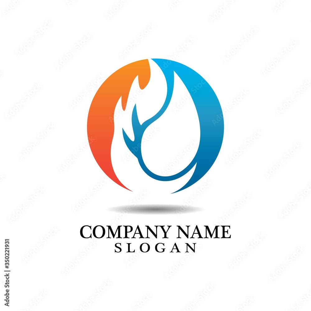 Water and Fire logo combination. Oil and gas industry logo template. Business Logo Template Design, Emblem, Design concept, Creative Symbol, Icon Water and Fire logo combination. Oil and gas industry logo template. Business Logo Template Design, Emblem, Design concept, Creative Symbol, Icon