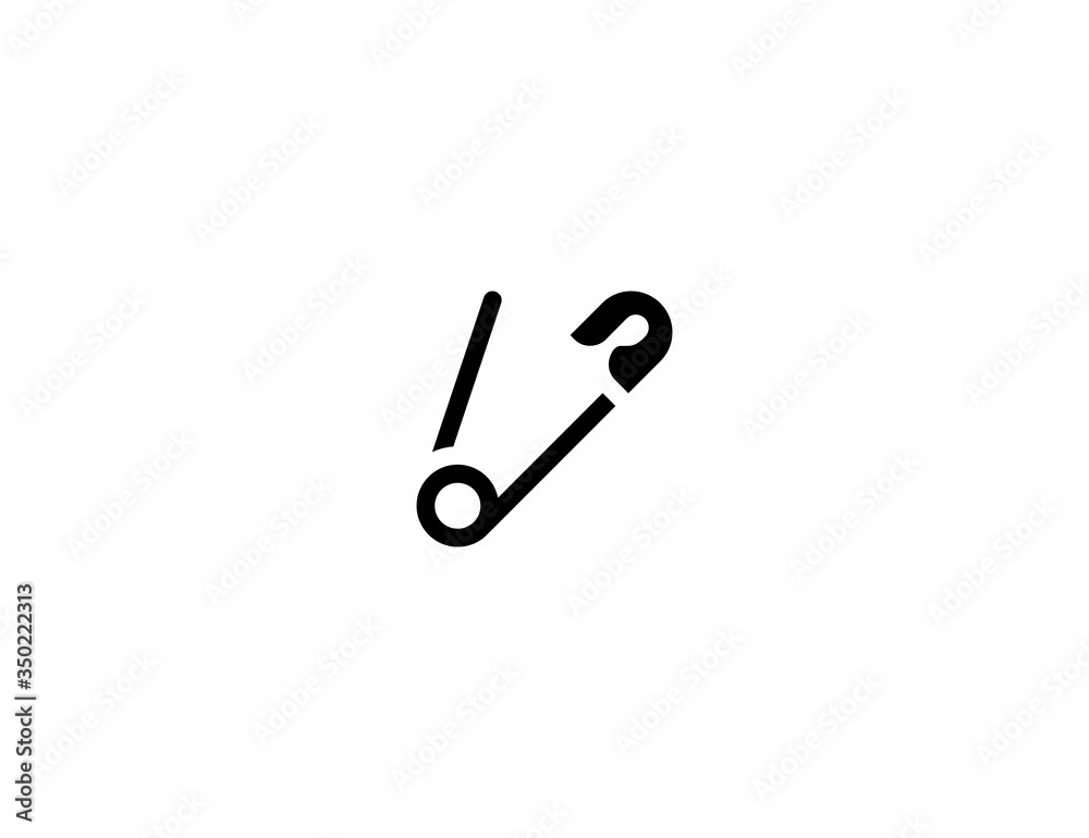 Safety pin vector flat icon. Isolated safety pin, needle emoji illustration