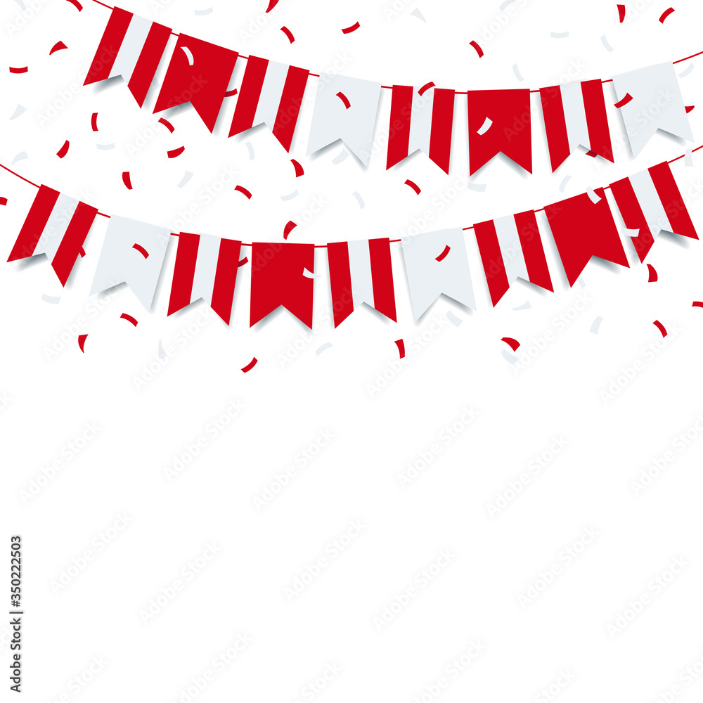 Vector Illustration of Peru Independence Day. Garland with the flag of Peru on a white background.
 - obrazy, fototapety, plakaty 