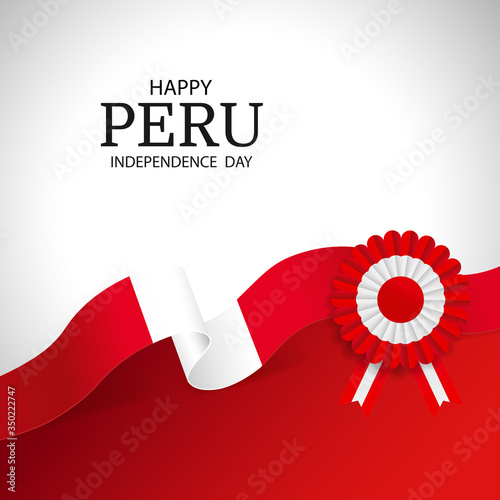 Vector Illustration of Peru Independence Day. Сockade national symbol of Peru.

