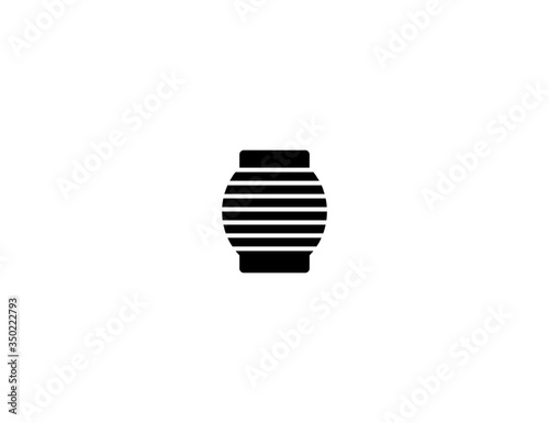 Red paper lantern vector flat icon. Isolated Chinese traditional lantern emoji illustration
