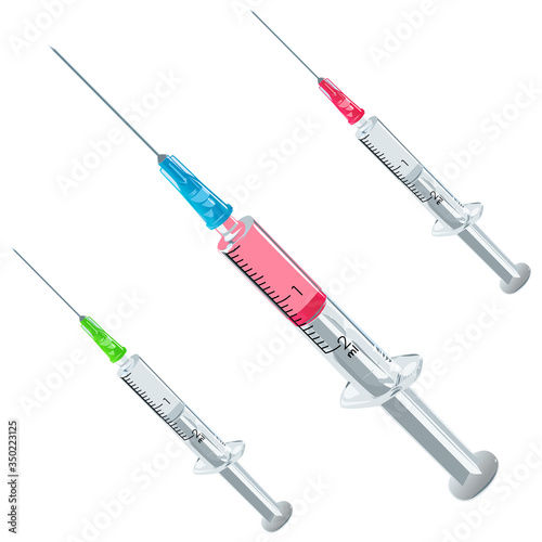 Vector set of disposable syringe with medicine