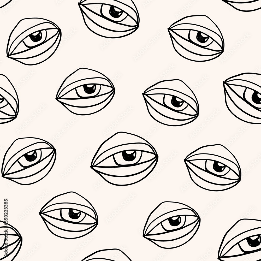 Abstract seamless pattern with outline eyes, modern design Abstract seamless pattern with outline eyes, modern design