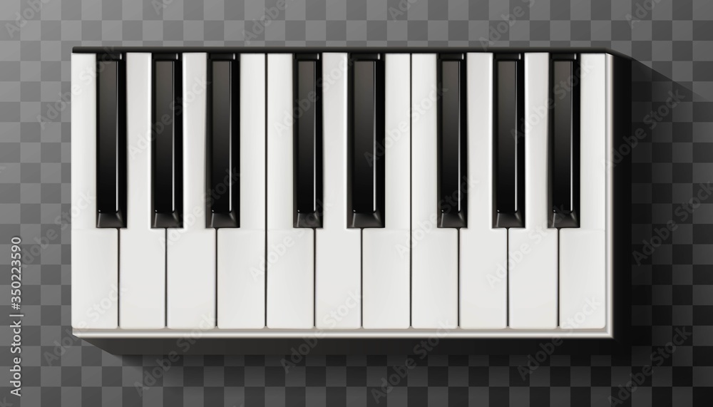Fototapeta premium 3d realistic vector piano with keyboard black and white.