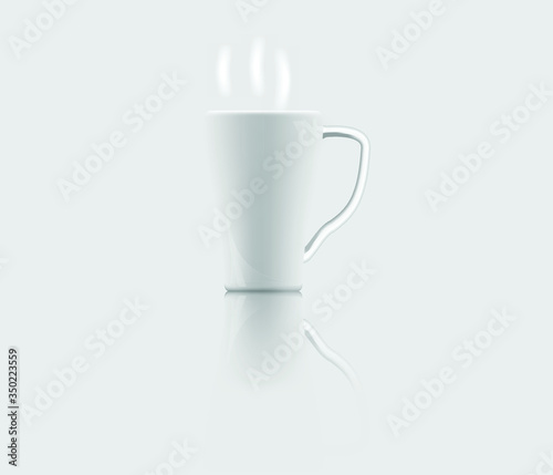 Hot drink of cup reflector on the  table