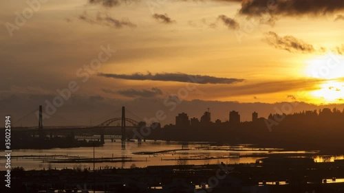 New Westminster, British Columbia, Canada, Sunset  (TIME-LAPSE, TIGHT SHOT)