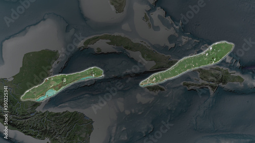 Little Cayman and Cayman Brac. Satellite photo