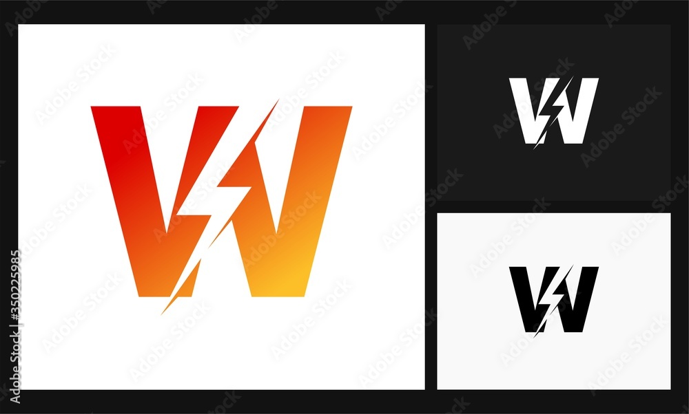 letter W lightning concept design electrical logo letter W lightning concept design electrical logo