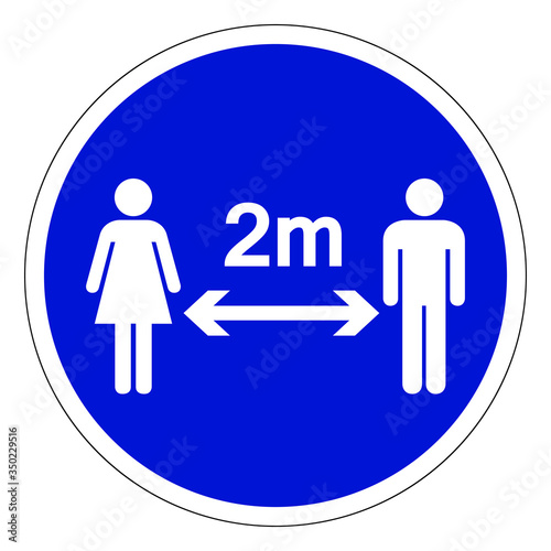 Maintain Distancing 2m Symbol, Vector  Illustration, Isolated On White Background Label. EPS10