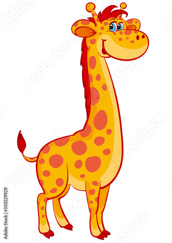 cute tall giraffe character  cartoon  isolated object on white background  vector illustration 
