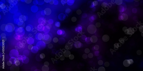 Dark Pink, Blue vector backdrop with dots. Illustration with set of shining colorful abstract spheres. Design for posters, banners.