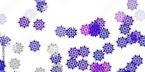 Light blue, red vector texture with bright snowflakes.
