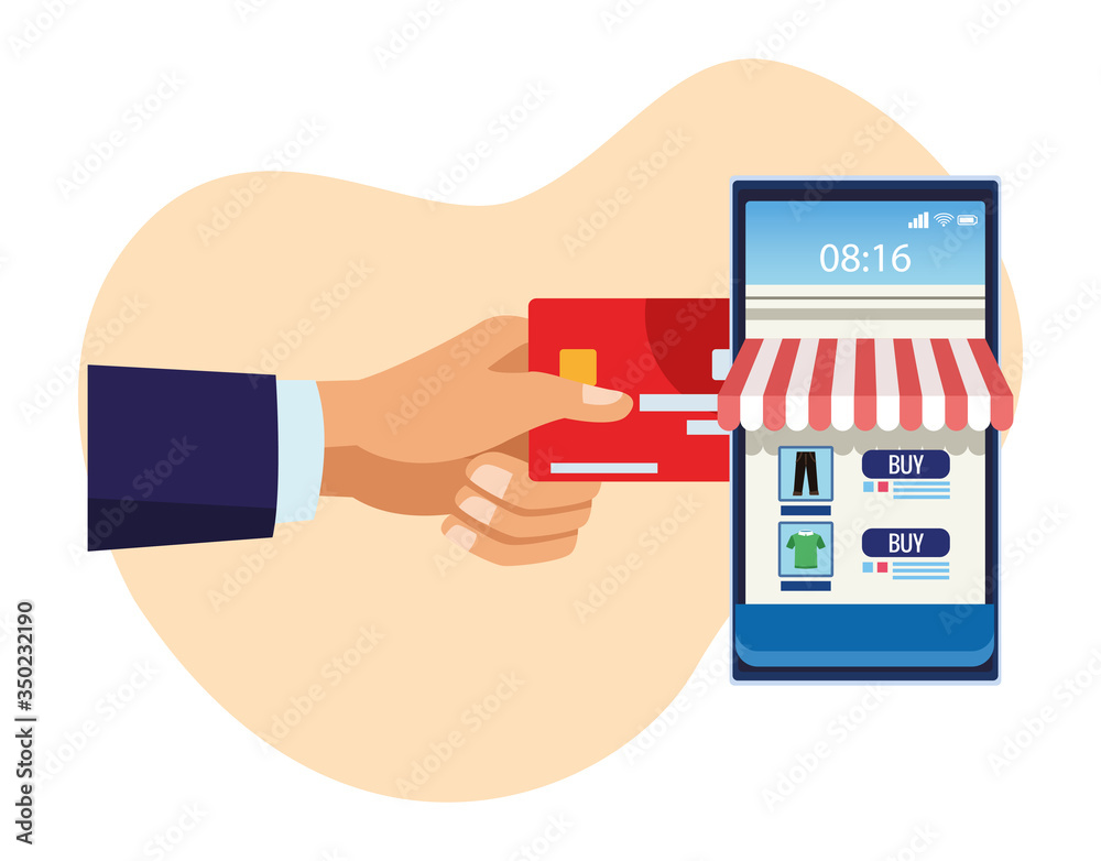 banner shopping online with smartphone and credit card banner shopping online with smartphone and credit card