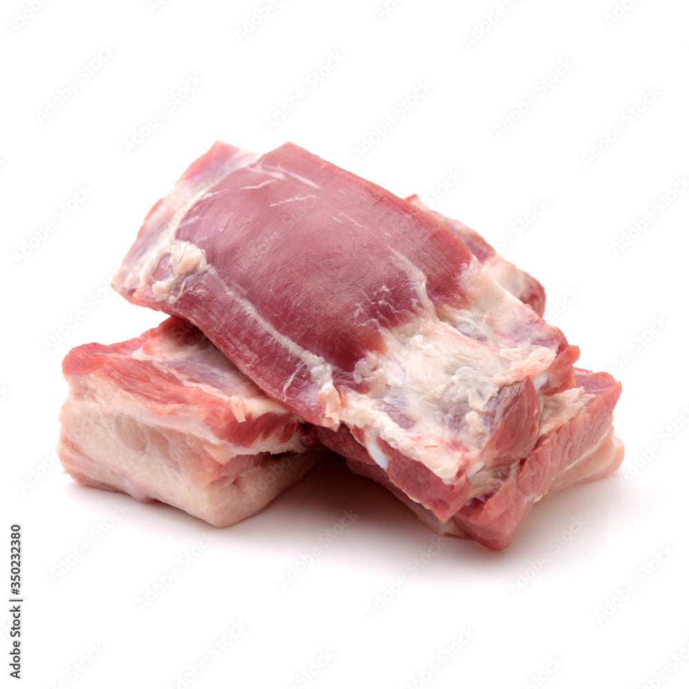 Pork belly on white background