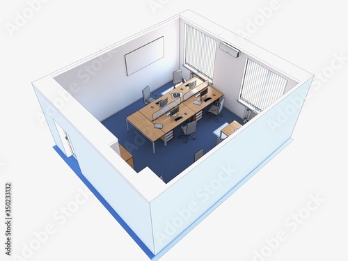 office, interior visualization, 3D illustration 