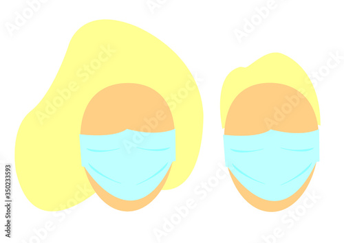Person in medical face protection mask. Vector icon of persons wearing a protective surgical mask. illustration for concepts of disease, sickness, alergies, pollution, flu, virus