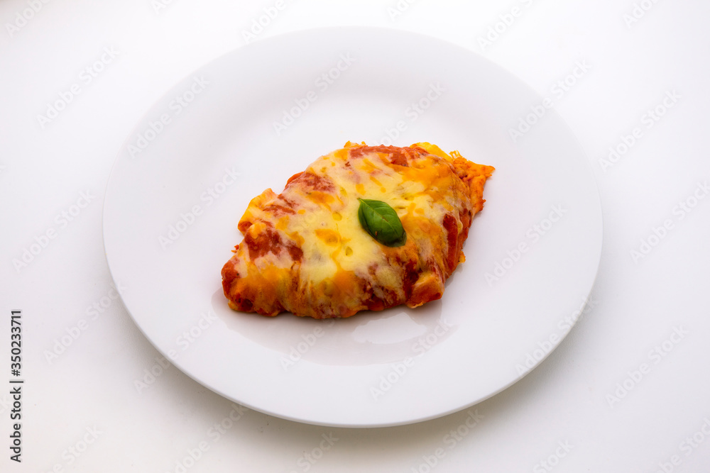 Chicken Parmesan Baked in Tomato Sauce with Mozzarella Chees Chicken Parmesan Baked in Tomato Sauce with Mozzarella Chees