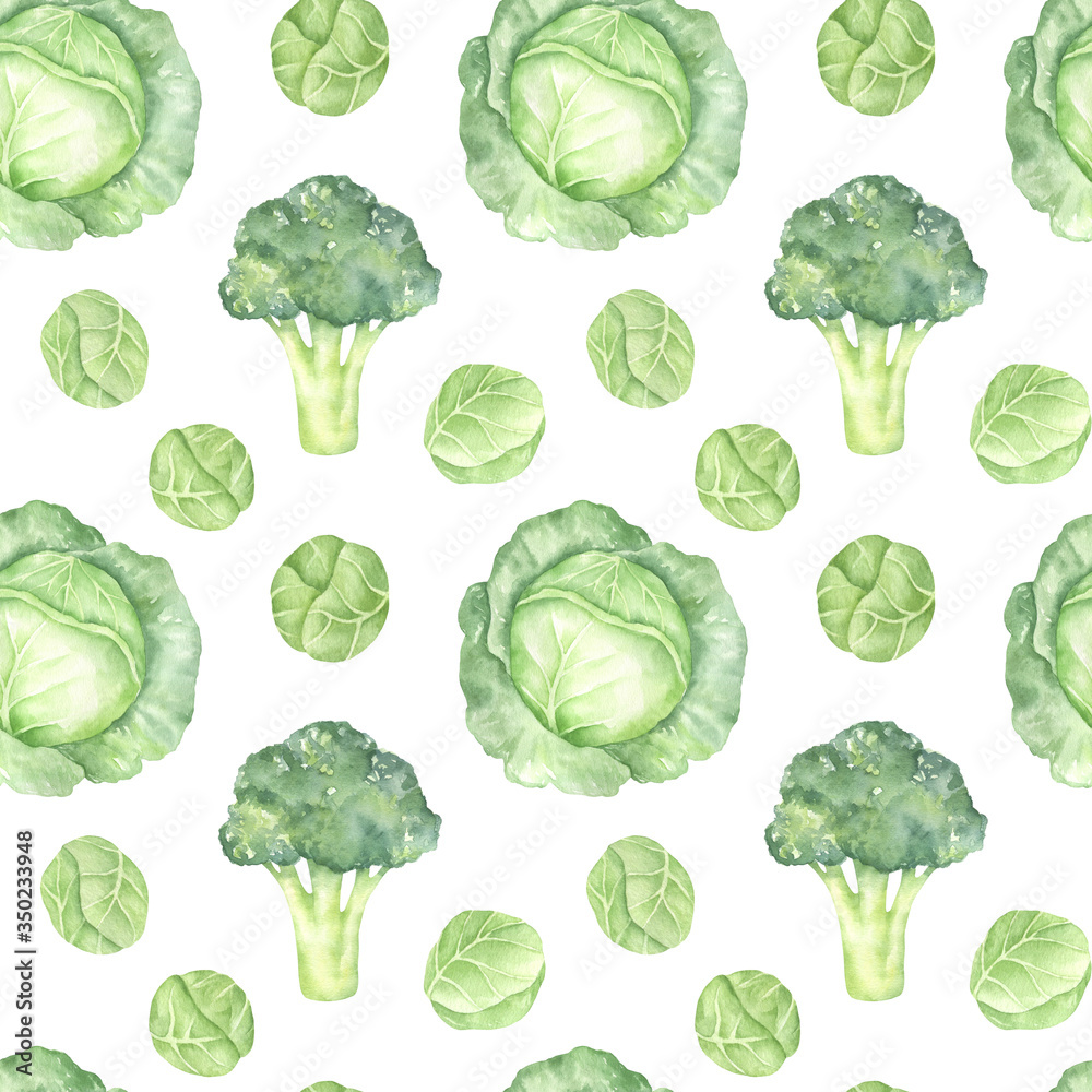 Green Cabbage Seamless Pattern Green Cabbage Seamless Pattern