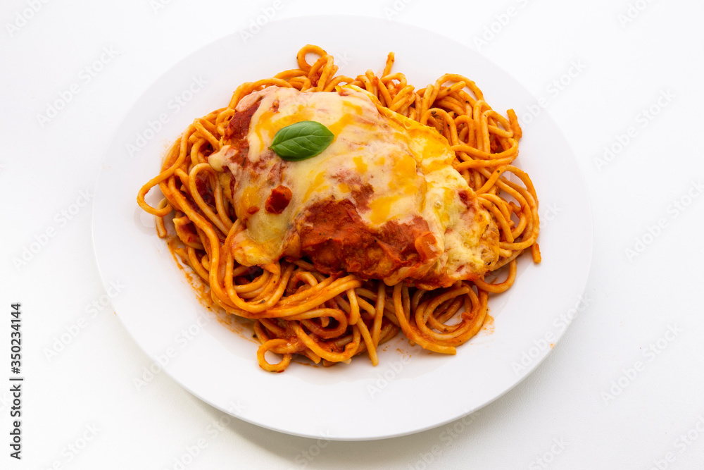Chicken Parmesan Baked in Tomato Sauce with Mozzarella Chees Chicken Parmesan Baked in Tomato Sauce with Mozzarella Chees