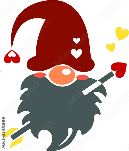 Gnomo porta fortuna amore innamorato cupido San Valentino icona vattoriale