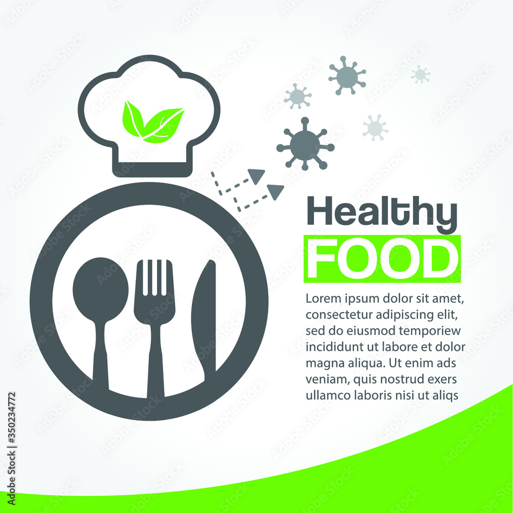 Healthy Food Concept, Nature food, Restaurant Icon, Fork and Spoon set, Protection of Bacteria, Vector EPS10 Healthy Food Concept, Nature food, Restaurant Icon, Fork and Spoon set, Protection of Bacteria, Vector EPS10