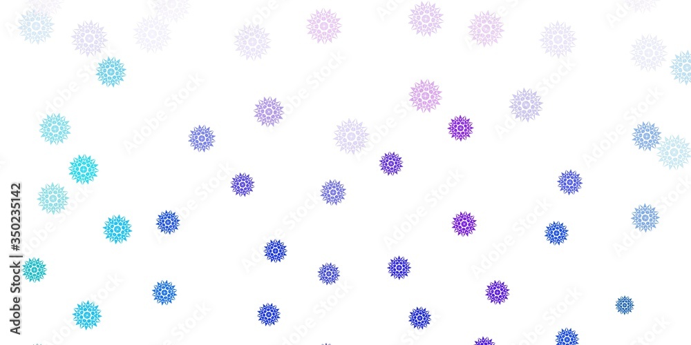 Light blue, red vector texture with bright snowflakes.